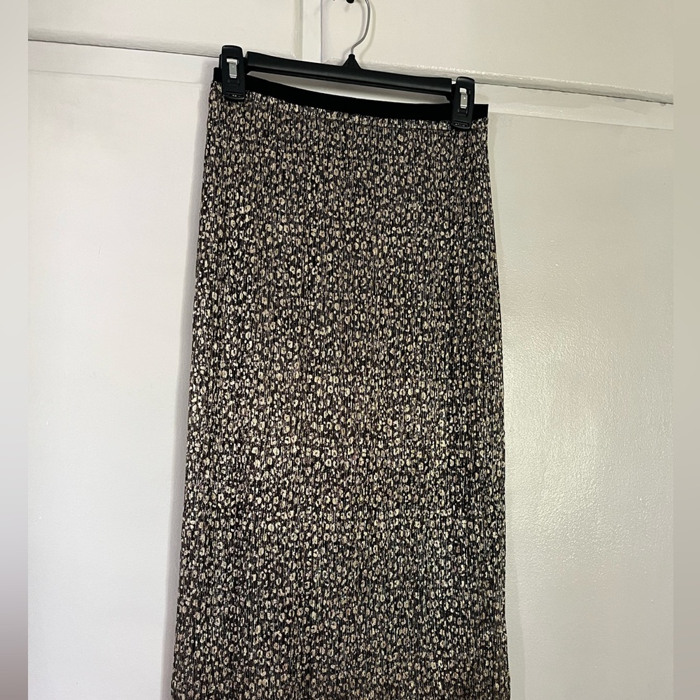 Anthropologie Maeve midi gold Cheetah print pleated Skirt